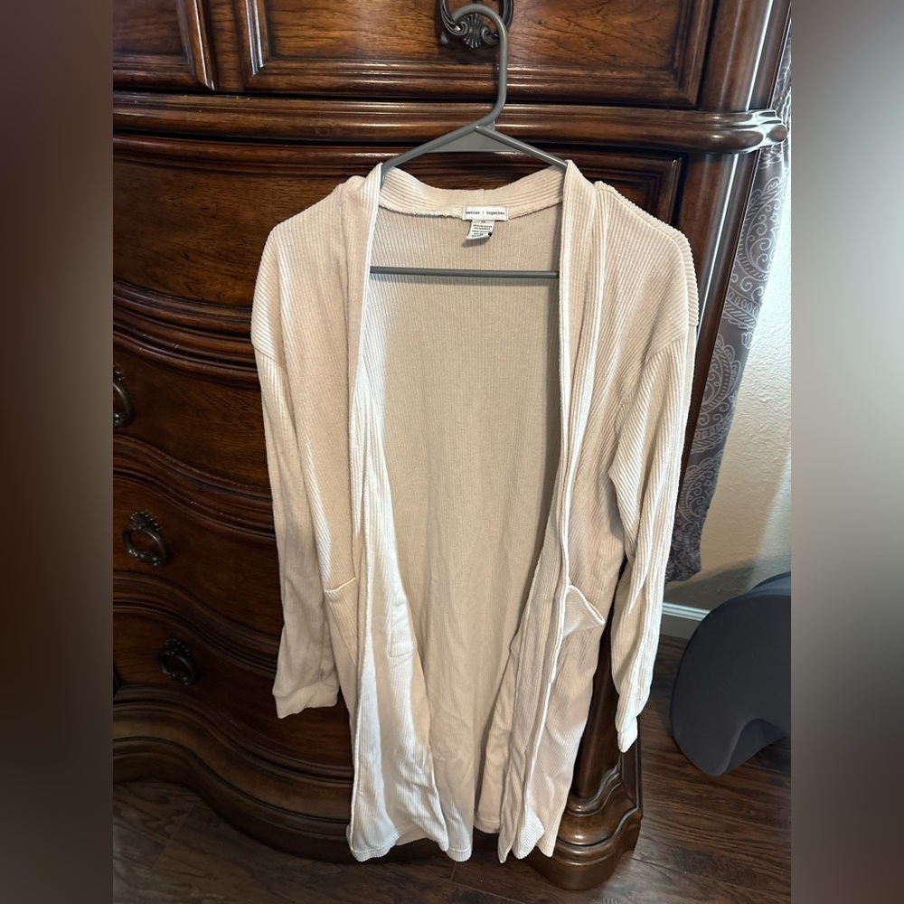 Together Women's Beige Open-Front Cardigan